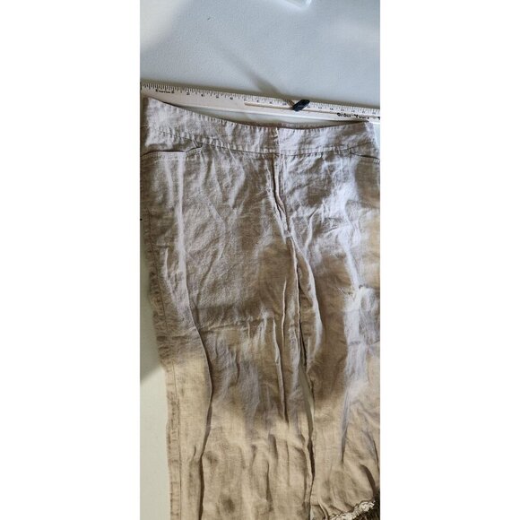 Chicos Pants Womens Linen Cropped ripped Lace & Fringe Hem Size 2.5 Short FLAWS - Picture 6 of 16